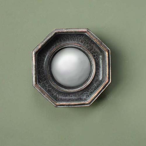 miroir convexe octogonal patine noire (r10261)